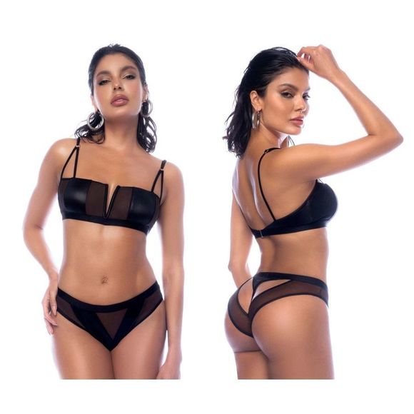 Mapale 2768 Two Piece Set Color Wet Look Black - Picture 1 of 8